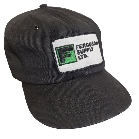 Ferguson Supply Hat Snapback Vintage 80s Cap Trucker K-Brand Blk Canada Made - Picture 1 of 13